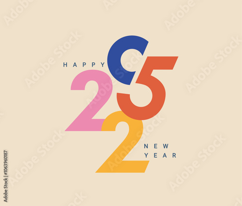 Banner with numbers 2025 for New Year with place for text for your seasonal holidays flyers, greetings and invitations, congratulations cards and other design template. Vector illustration.