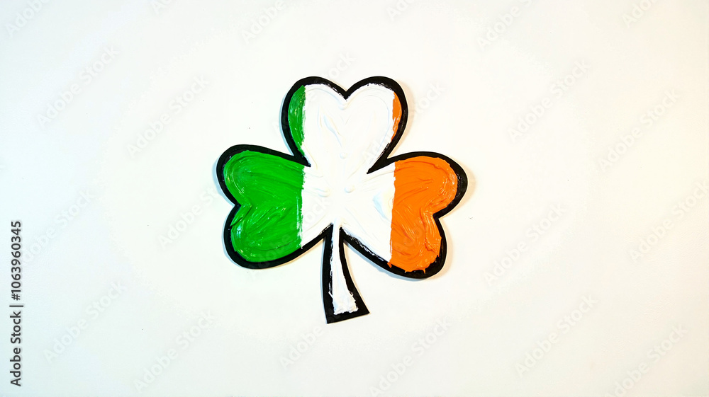 Hand-painted irish flag shamrock symbol on white background Hand-painted irish flag shamrock symbol on white background