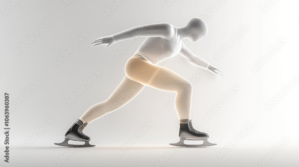 Figur beim Profi-Schlittschuhlaufen vor neutralem Hintergrund Figur beim Profi-Schlittschuhlaufen vor neutralem Hintergrund