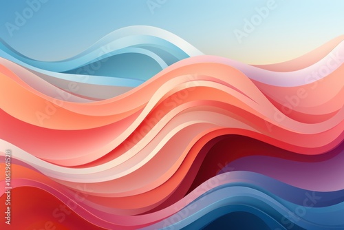 A vibrant abstract design featuring flowing waves in warm and cool colors.