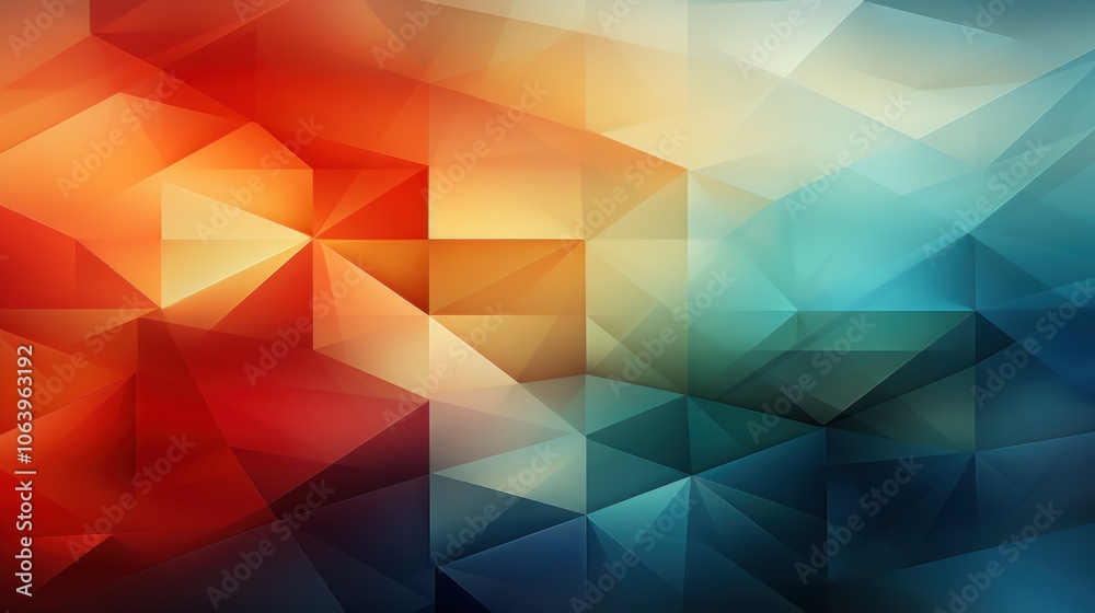 Abstract geometric pattern with vibrant colors and gradients.