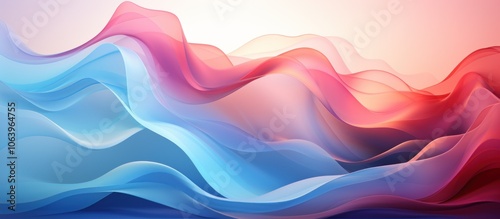 A vibrant abstract wave design in blue and pink hues, evoking fluidity and movement.