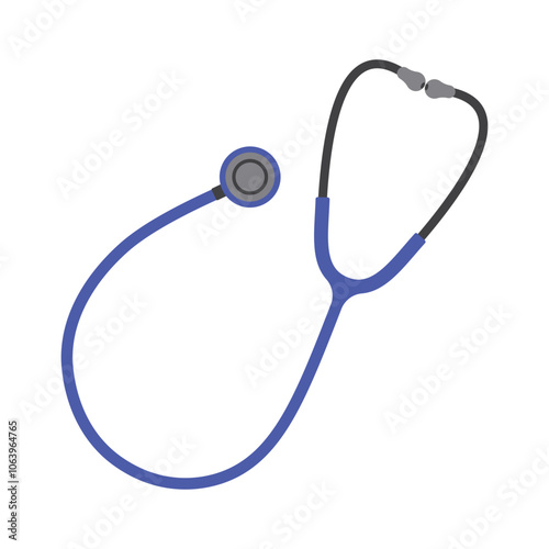 Stethoscope, medical instrument, blue and black, illustration on white background, medicine, diagnostics.