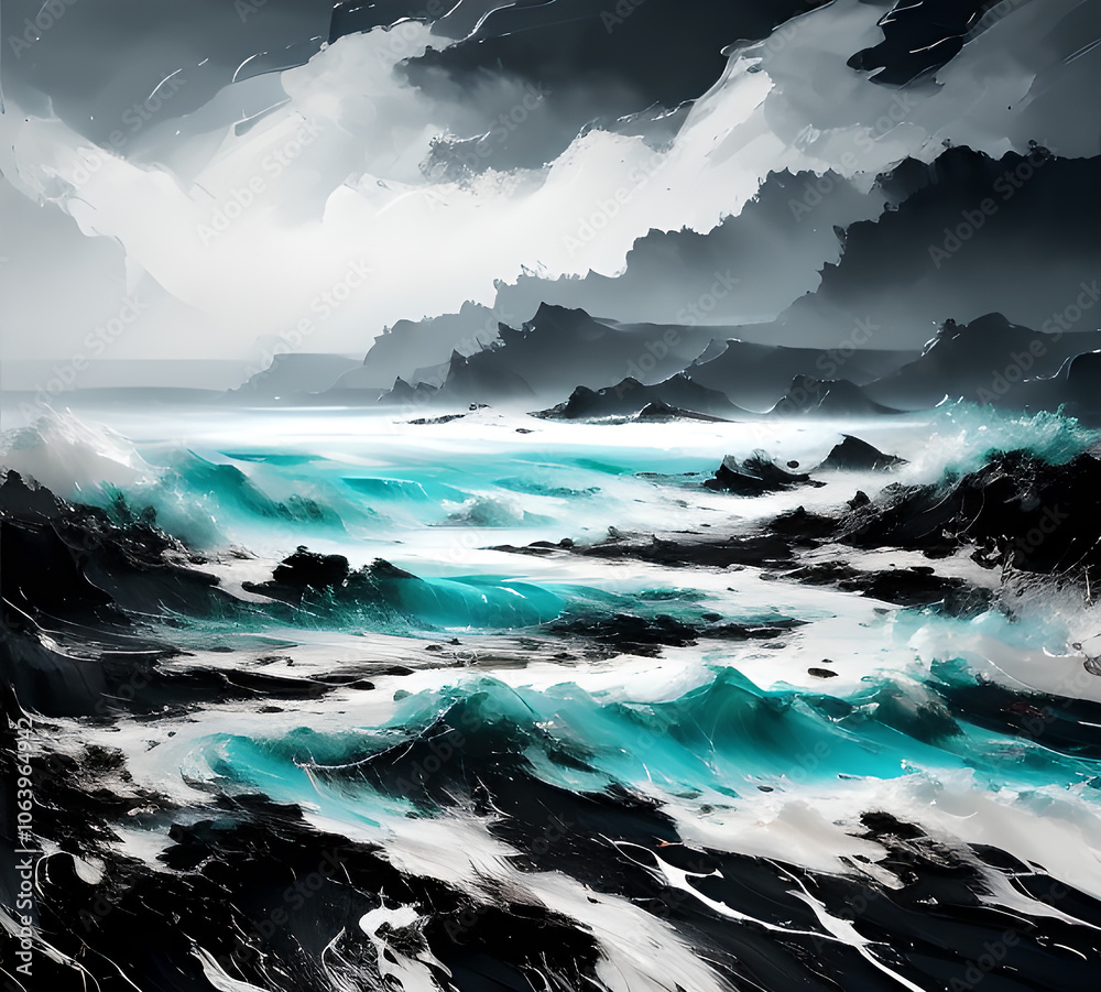 Fototapeta premium imitation Abstract Blue wave blots background. Alcohol ink colors. Marble texture, Texture Banner With Space For Text.generative ai