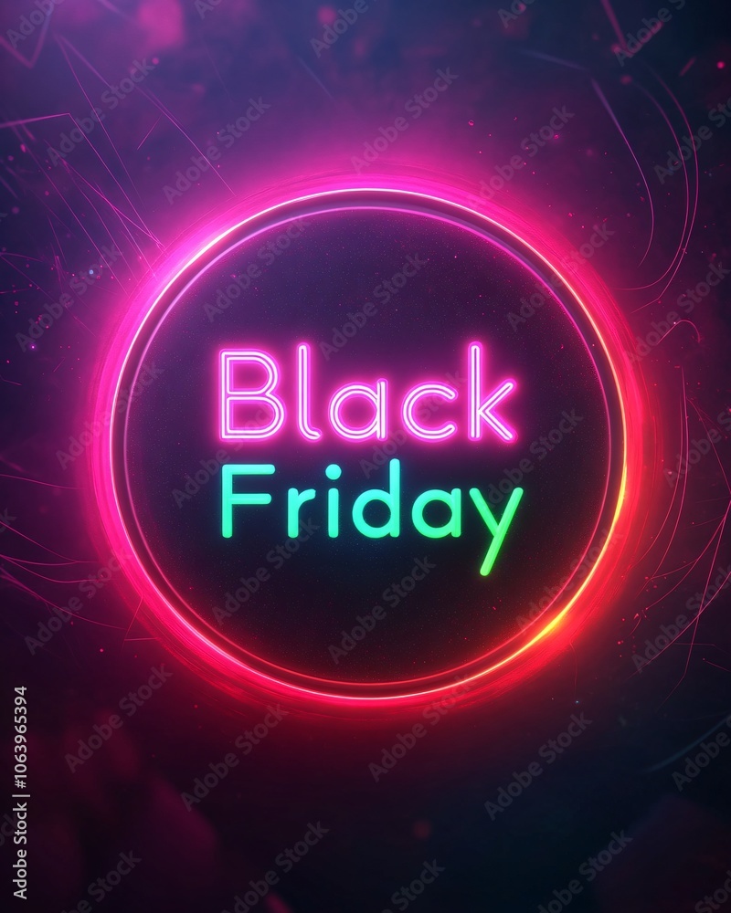 Obraz premium Black Friday glowing banner with text
