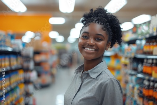 Young adult african american female retail sales associate