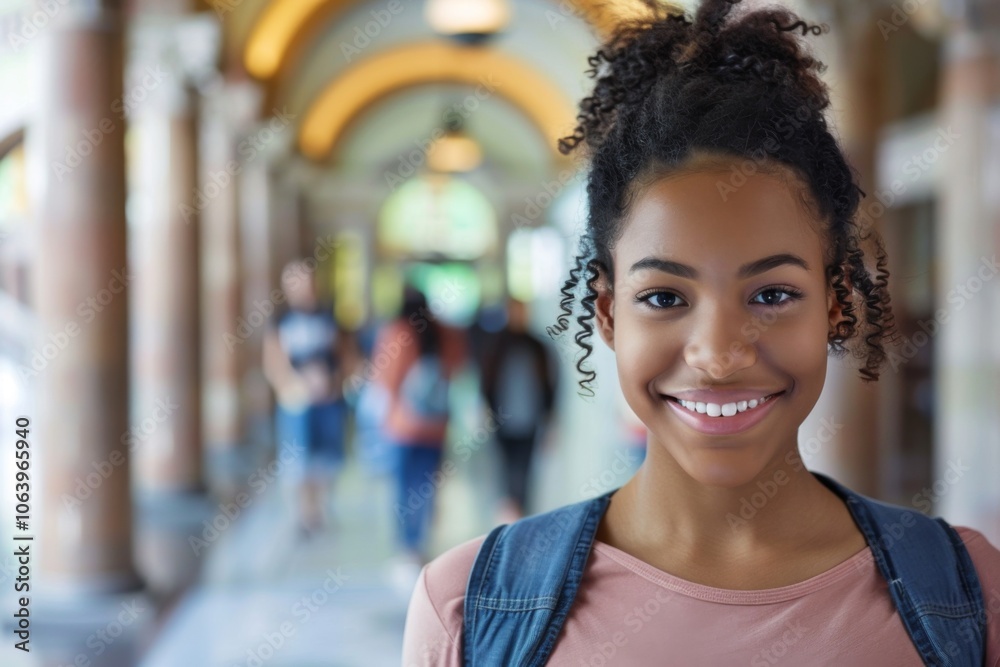 Fototapeta premium Portrait of a high school African American female student
