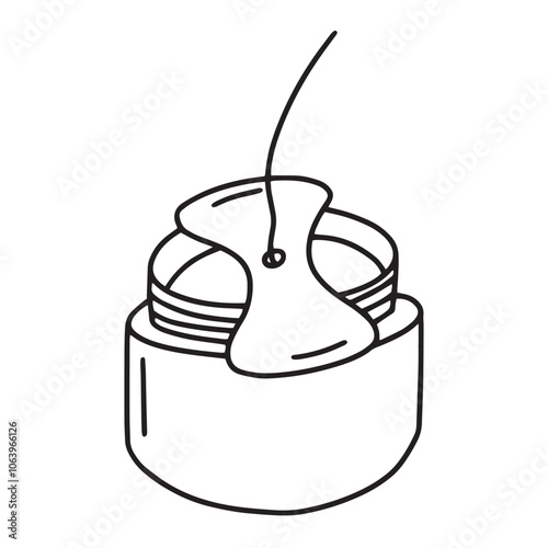 Candle making doodle illustration. Candle in glass bottle with candle wick