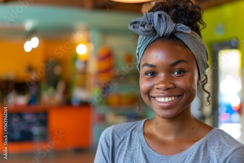 Portrait of a young female volunteer community center photo