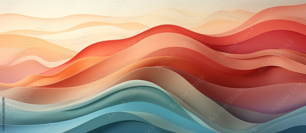 Abstract waves in warm and cool tones create a fluid, dynamic visual composition. Abstract waves in warm and cool tones create a fluid, dynamic visual composition.