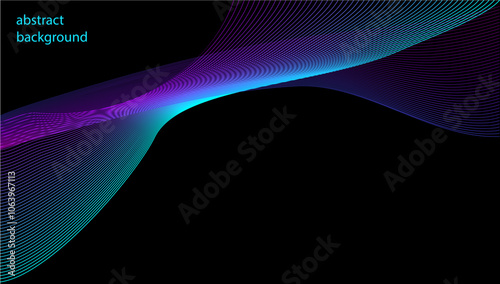 This image showcases colorful wave patterns on a black background, conveying an abstract concept. Vector illustration