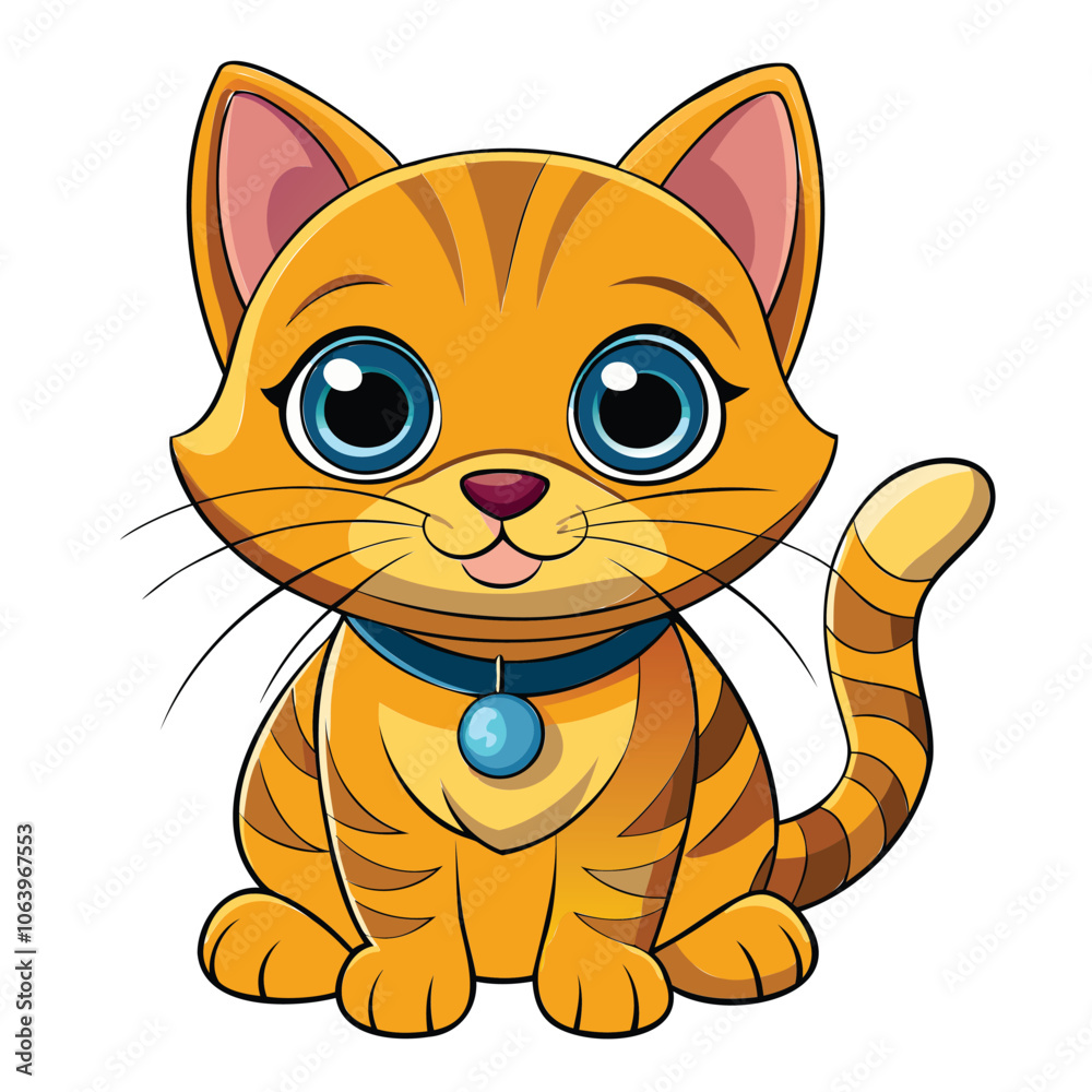 Cute Cartoon Orange Tabby Cat with Big Eyes Cute Cartoon Orange Tabby Cat with Big Eyes