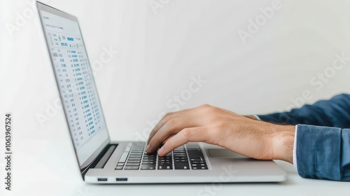 Consultant Working on Laptop with Visible Hands