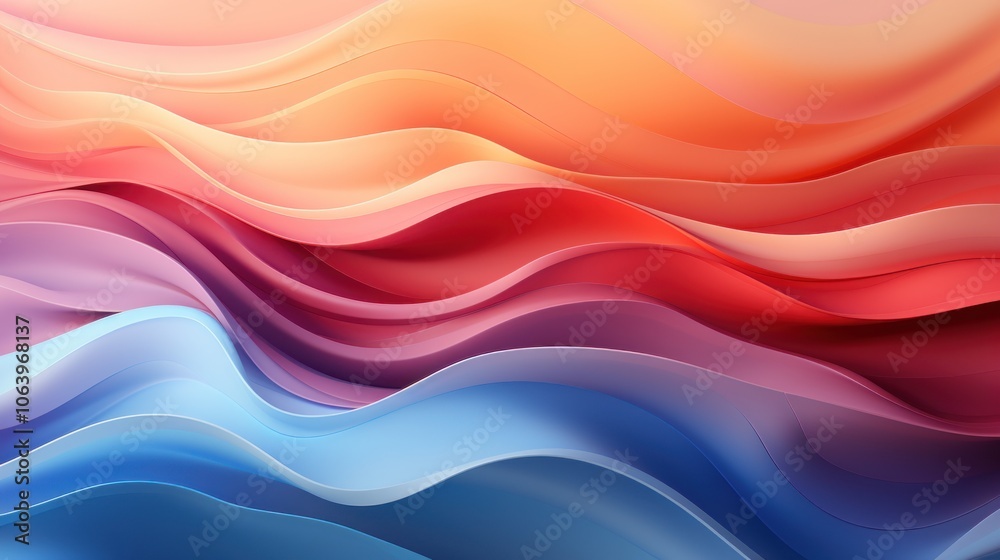 Abstract waves of color in warm and cool tones create a fluid, dynamic composition. Abstract waves of color in warm and cool tones create a fluid, dynamic composition.