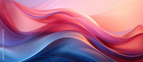 A fluid, abstract design featuring smooth waves in shades of pink and blue.