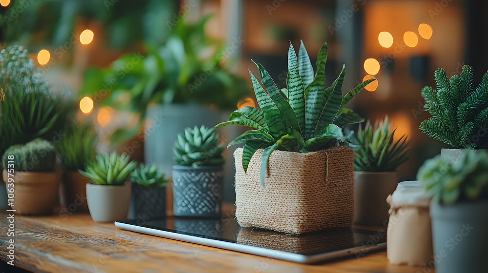 Succulents on tablet Succulents on tablet