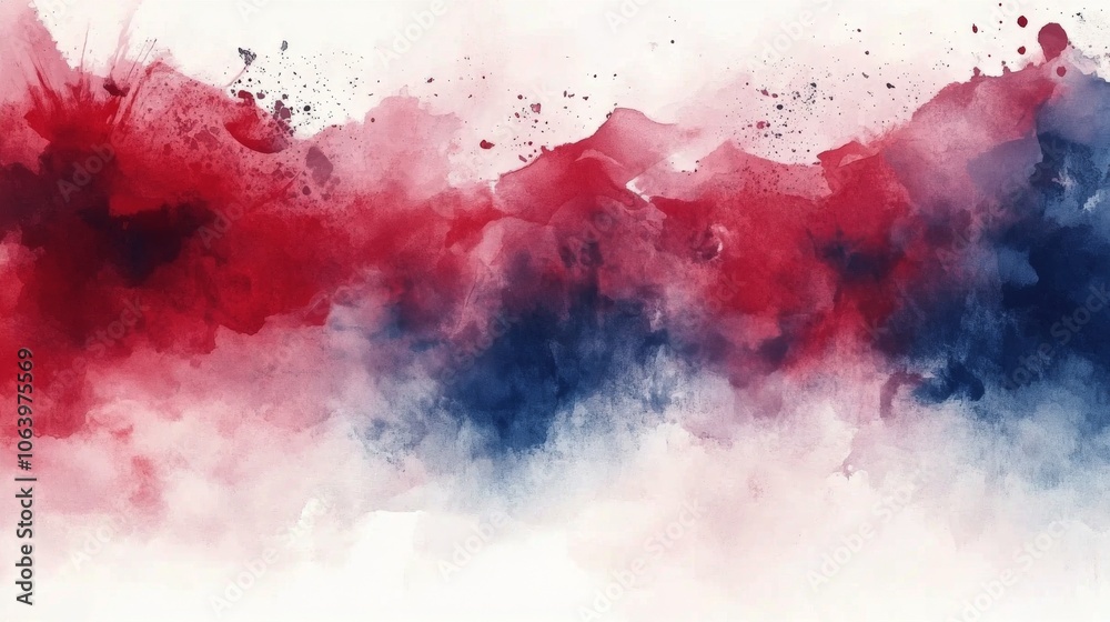 Splashes of red and blue watercolors blend together to create a vibrant abstract background Splashes of red and blue watercolors blend together to create a vibrant abstract background