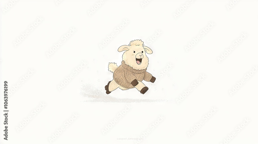 A scarfed-sheep drawing smiling A scarfed-sheep drawing smiling