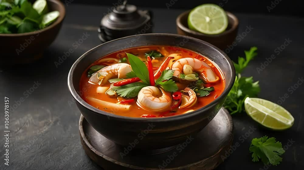 Thailand tom yum sour and savory shrimp soup Thailand tom yum sour and savory shrimp soup