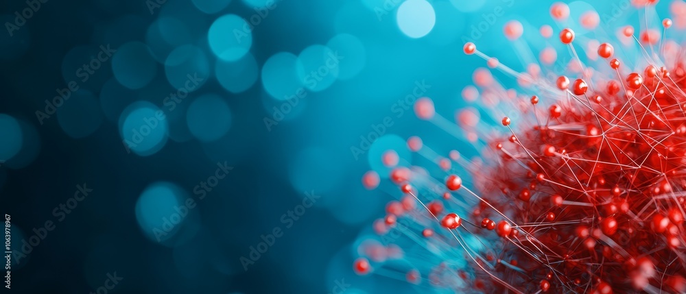 Fototapeta premium A tight shot of red dots assembled on a blue backdrop