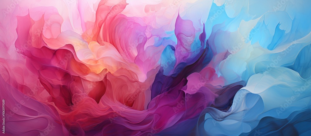 A vibrant abstract composition with swirling colors of pink, purple, and blue. A vibrant abstract composition with swirling colors of pink, purple, and blue.