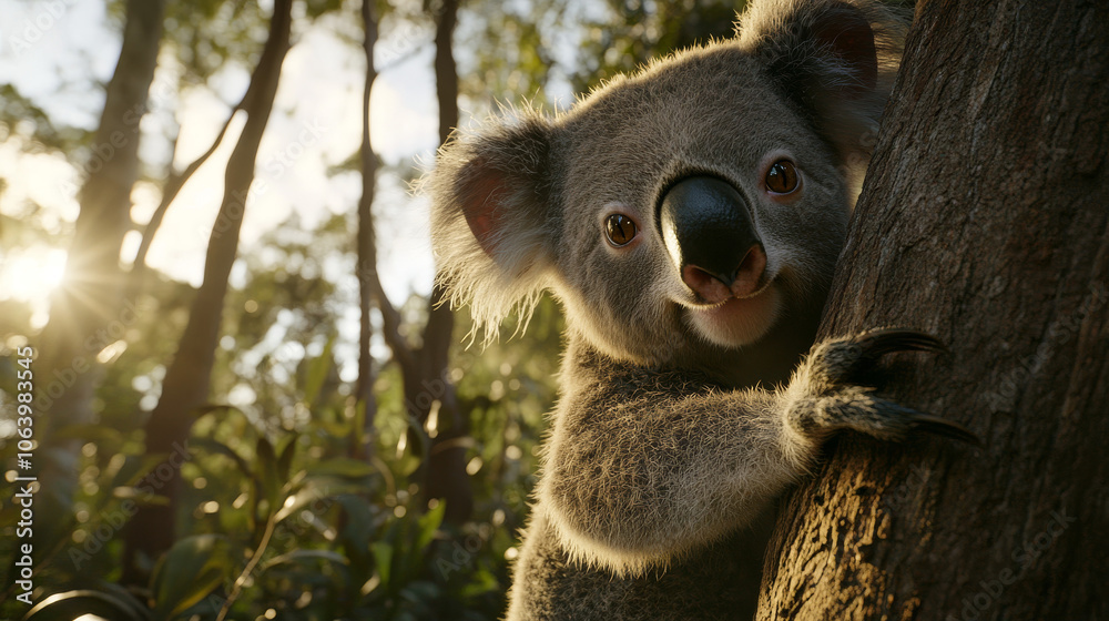 Fototapeta premium Adorable Koala in Australian Forest: Cinematic Wildlife Photography