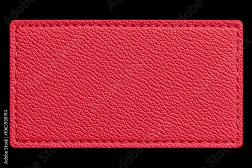 Red Leather Patch with Stitching. photo