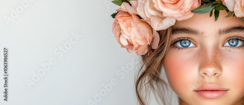  A young girl wears a floral crown on her head