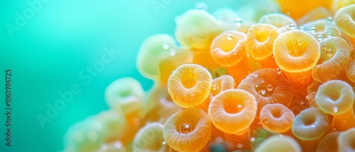  Close-up of anemone sea anemone with water droplets..Or, for more clarity and precision:..Detailed image of a sea anem photo