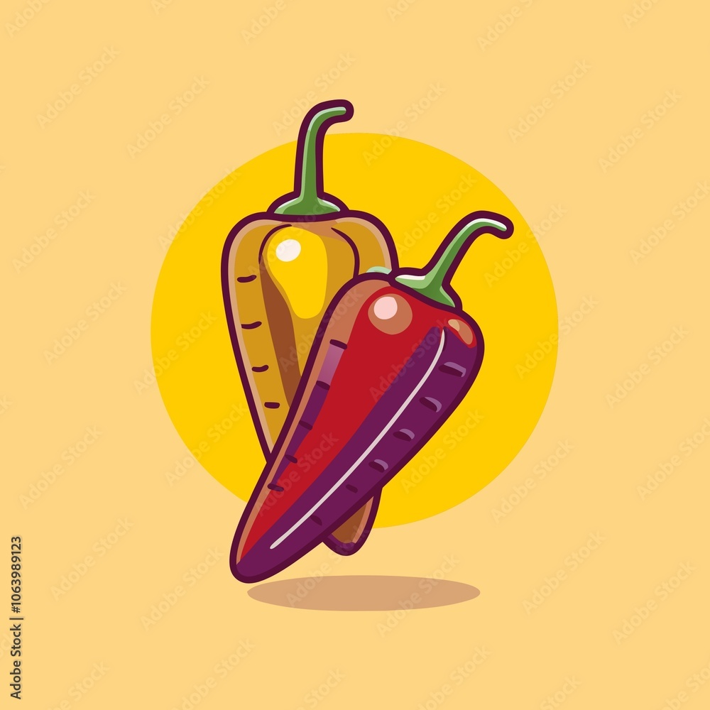 Chili Pepper Cartoon Illustration Flat Cartoon Style Chili Pepper Cartoon Illustration Flat Cartoon Style