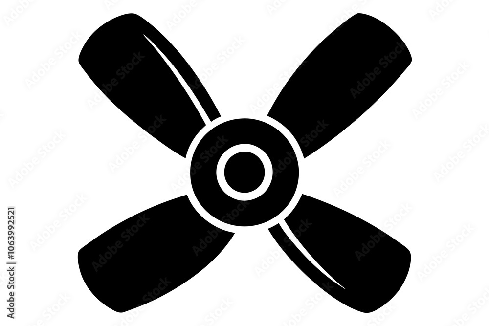 Fan propeller blades silhouette icon. Rotation of three, four and eight bladed turbines.on white. Fan propeller blades silhouette icon. Rotation of three, four and eight bladed turbines.on white.