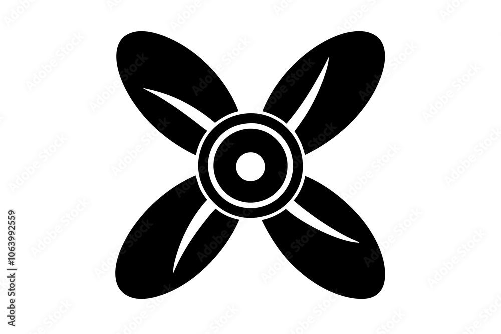 Fan propeller blades silhouette icon. Rotation of three, four and eight bladed turbines.on white. Fan propeller blades silhouette icon. Rotation of three, four and eight bladed turbines.on white.