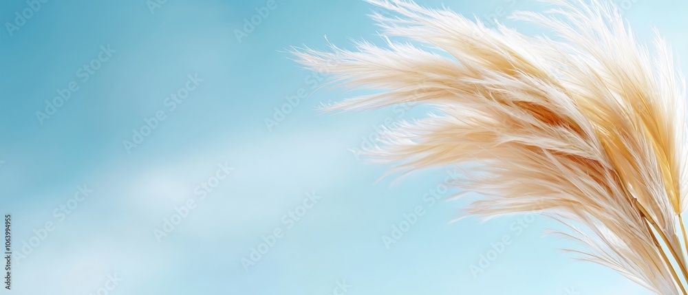 Fototapeta premium A close up of a bunch of dry grass against a blue sky