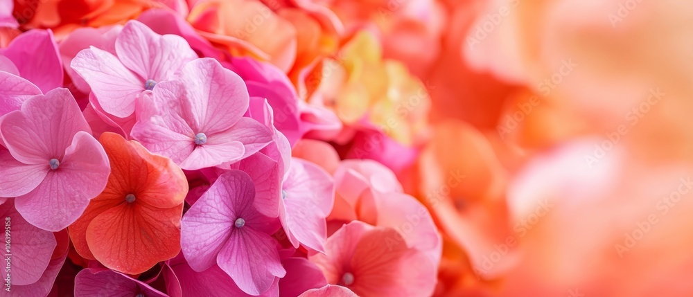 A bunch of pink and orange flowers in a vase A bunch of pink and orange flowers in a vase