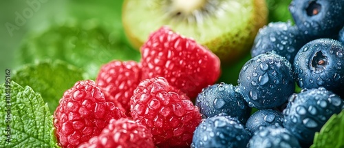 A close up of a bunch of berries with water droplets on them