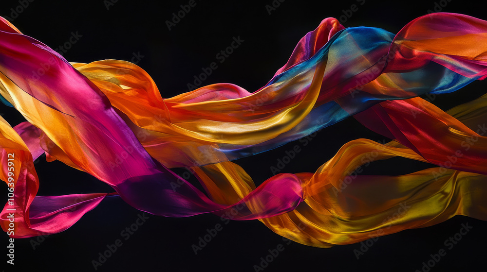 Obraz premium Vibrant Silk Swirl: Abstract Colorful Fabric Flowing