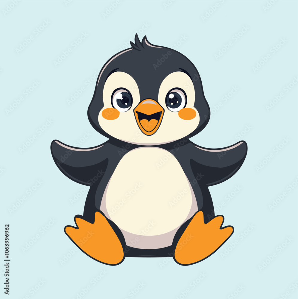 Obraz premium A cute cartoon style penguin clipart illustration