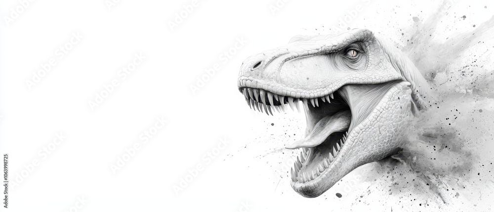 Fototapeta premium A drawing of a t-rex with its mouth open