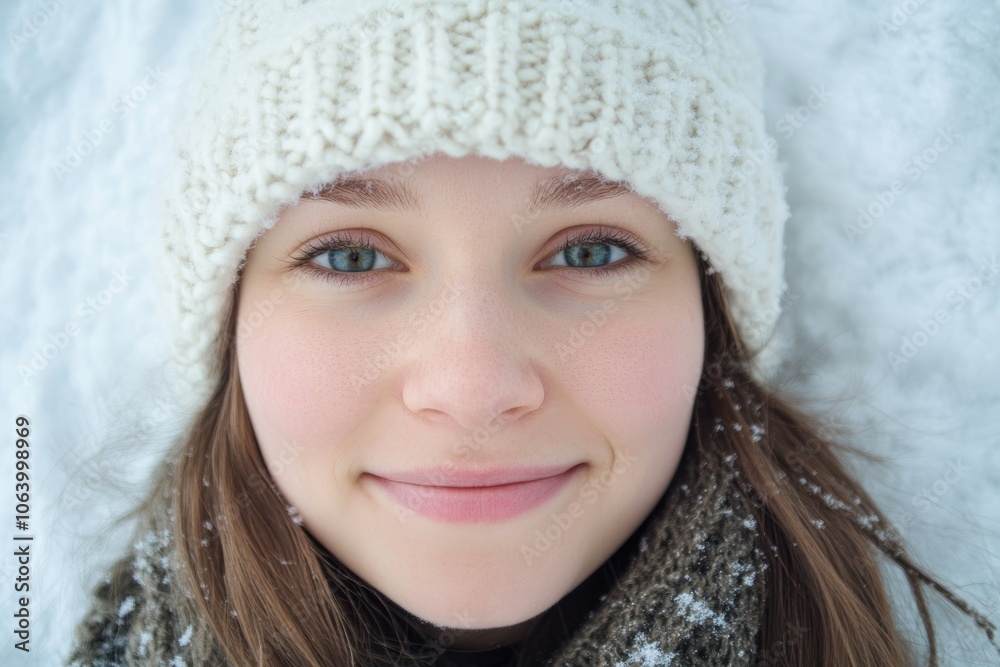 Happy Young Woman Enjoying Winter in a Cozy Cap Generative AI Happy Young Woman Enjoying Winter in a Cozy Cap Generative AI