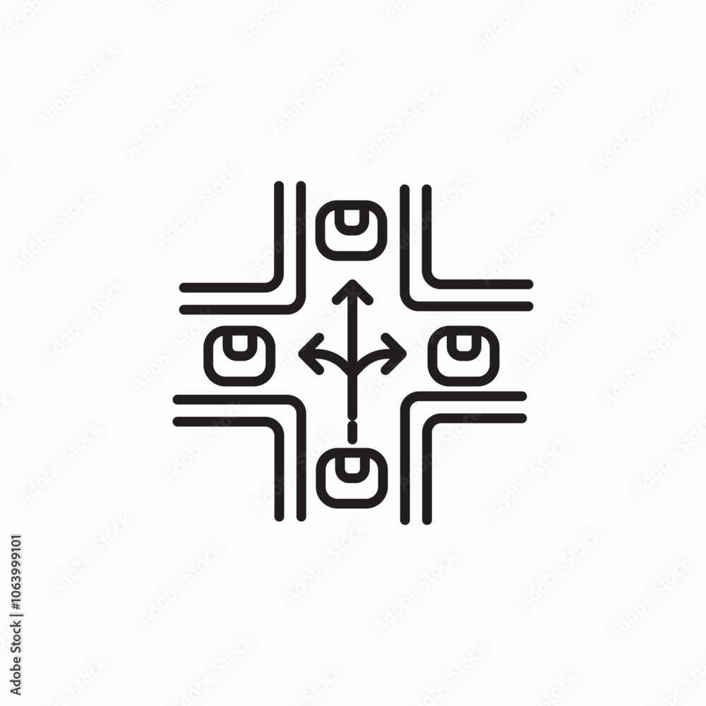 Fototapeta premium factory conveyor crossroads icon sign vector