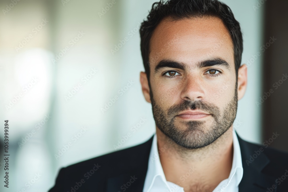 Portrait of a Confident Businessman in a Bright Office Environment Generative AI Portrait of a Confident Businessman in a Bright Office Environment Generative AI