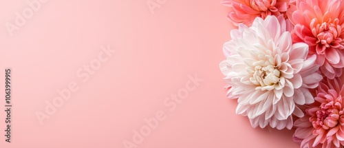 A bunch of pink and white flowers on a pink background