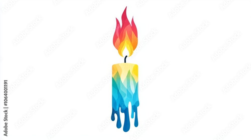 A vibrant and colorful candle with a melting effect, blending warm and cool tones, perfect for artistic and creative projects. A vibrant and colorful candle with a melting effect, blending warm and cool tones, perfect for artistic and creative projects.