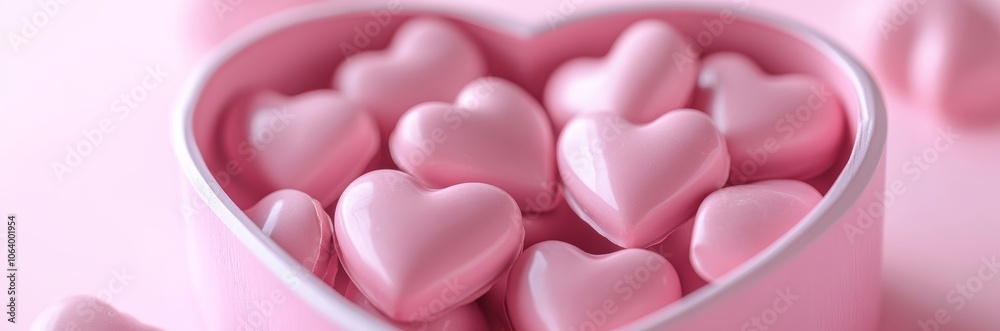 Pastel Pink Heart-Shaped Box of Chocolates on Pastel Pink Background, Valentine's Day Gift Generative AI Pastel Pink Heart-Shaped Box of Chocolates on Pastel Pink Background, Valentine's Day Gift Generative AI