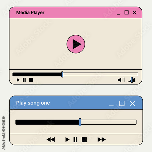 Vector Set of Dialog Boxes: Media Player and Audio Player