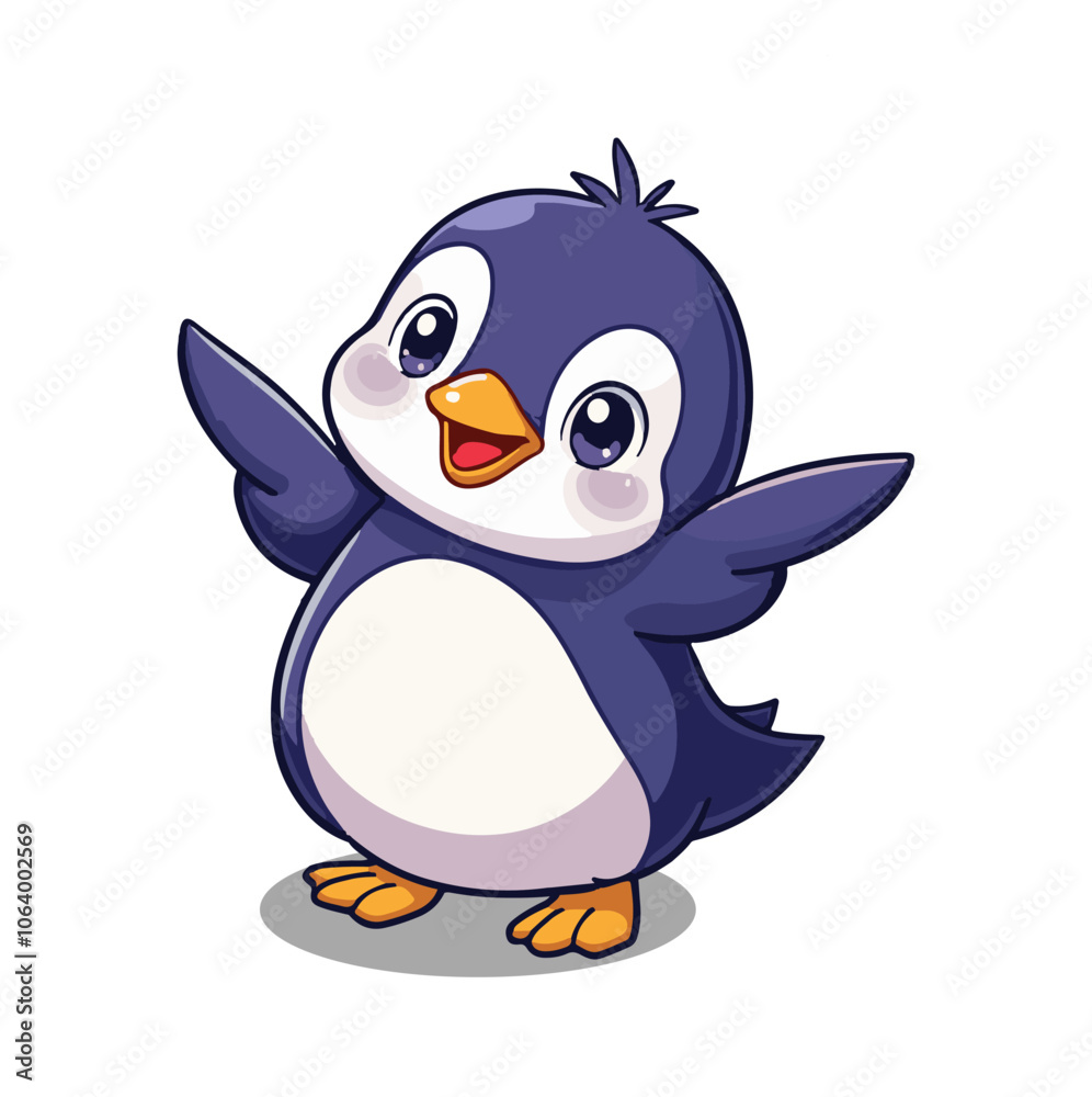 Naklejka premium cute Cartoon Penguin, Cute Penguin Vector, Cute Penguin Clipart