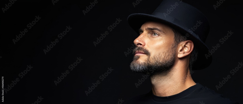 A man wearing a black hat and a black shirt A man wearing a black hat and a black shirt