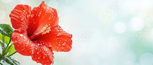 A red flower with water droplets on it