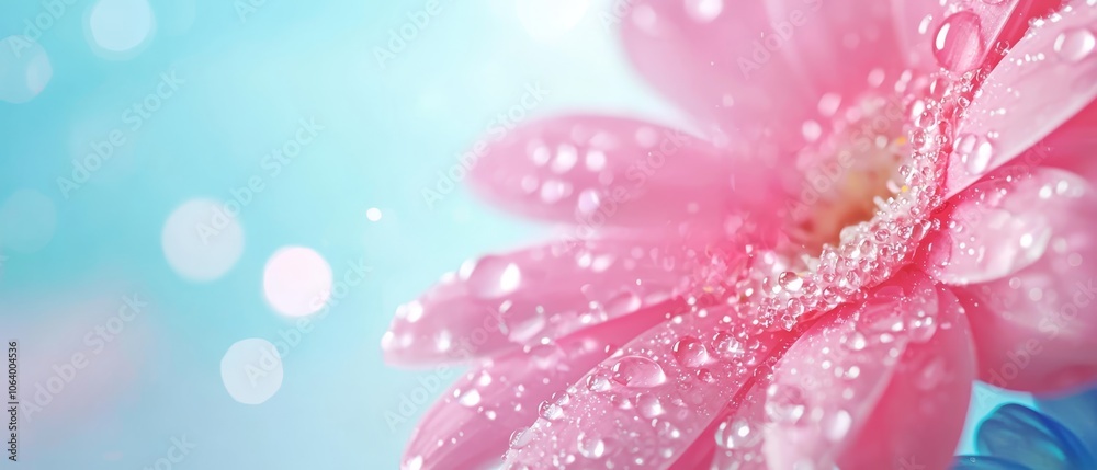 Fototapeta premium A pink flower with water droplets on it