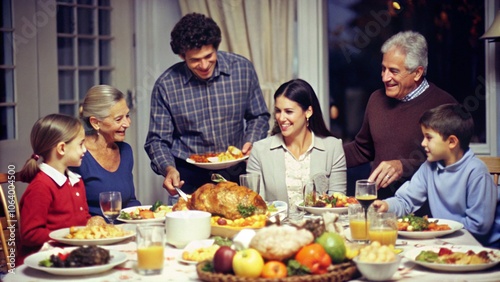 Thanksgiving Day Cherished memories family love Thanksgiving meal cozy blankets seasonal decorations joyful laughter gratitude giving thanks photo